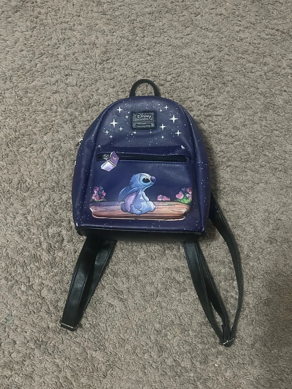 Loungefly Disney Lilo & Stitch Mini Backpack Purple Black Stars Collectible